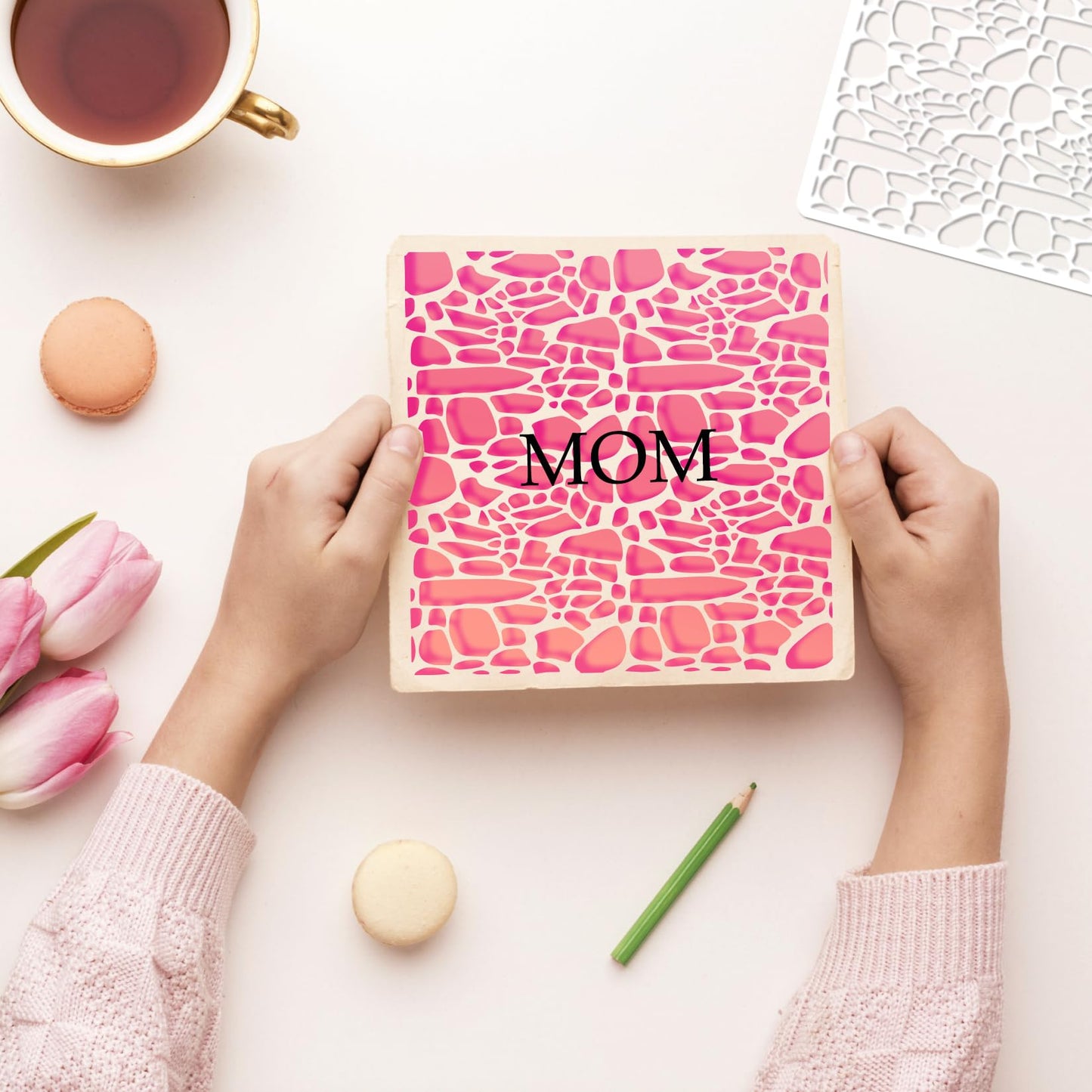 12 Pieces Brick Stencil Template, 6" x 6" Brick Wall Stencil Reusable Crafts Stencils for DIY Crafts Cookie Cake Journaling Scrapbooking Card Making Airbrushing Painting or Mixed Media (12-Brick)