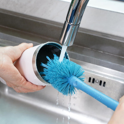 Purtribe 2-in-1 Bottle Cleaning Brush and Hidden Straw Brush, Long Handle Water Bottle Brush Cleaner with Replaceable Head for Sports Bottles, Baby Bottles, Mugs, Straws, Smokey Blue