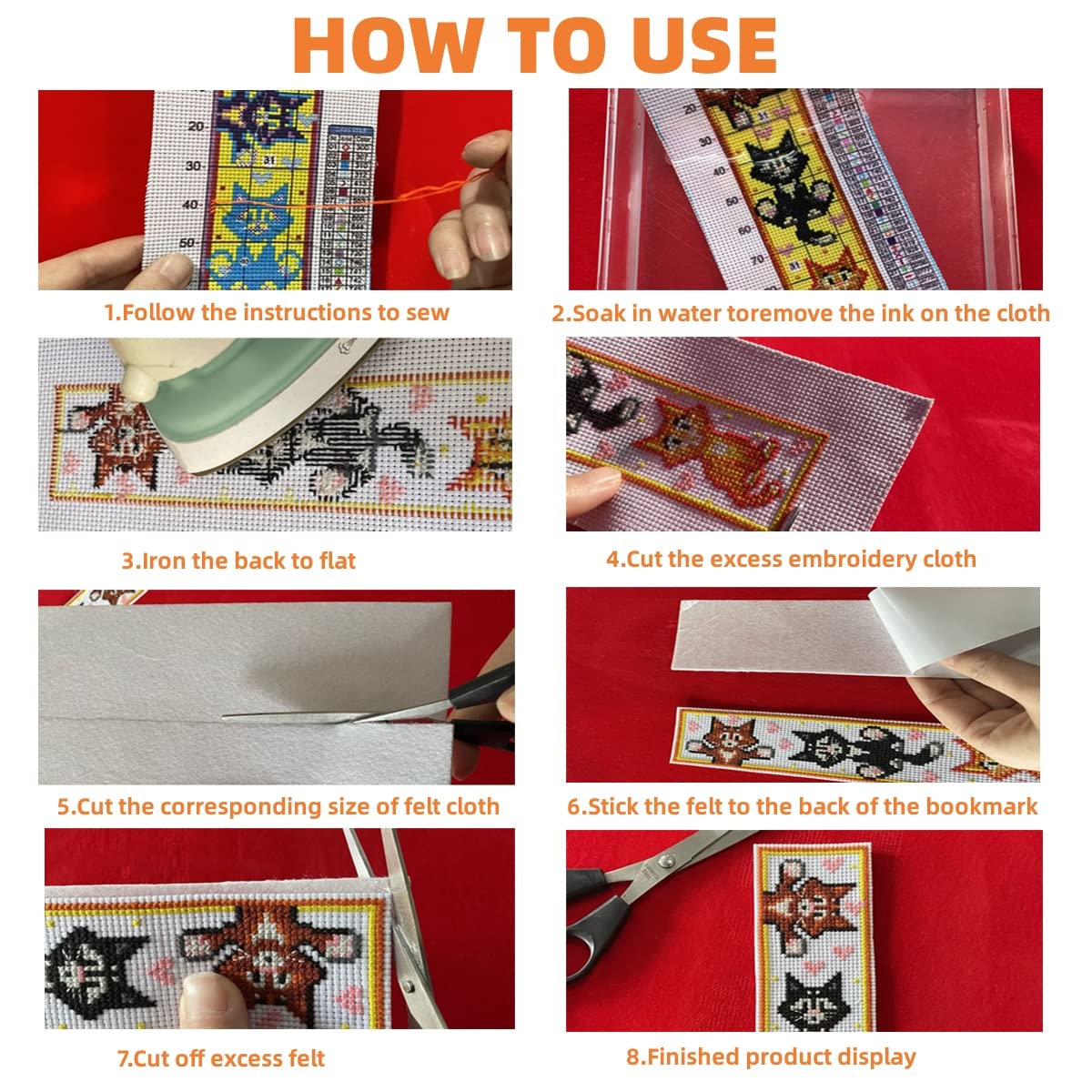 ZuoAnLF 5 PCS Cross Stitch Bookmark Kits,DIY Bookmarks Cross Stitch Kits,Stamped Embroidery Bookmarks for Adults Beginners,14CT