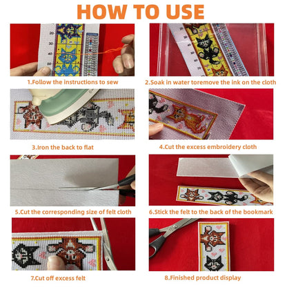 ZuoAnLF 5 PCS Cross Stitch Bookmark Kits,DIY Bookmarks Cross Stitch Kits,Stamped Embroidery Bookmarks for Adults Beginners,14CT