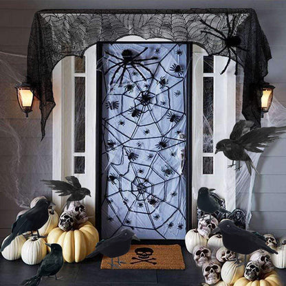 6 Pieces Halloween Black Feathered Crows - Realistic Handmade Ravens for Indoor Outdoor Decoration, 3 Styles