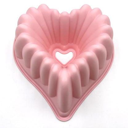 Kundalini Heart Shaped Cake Pan, 2PCS 9 Inch Heart Fluted Tube Cake Pans, Nonstick Silicone Cake Molds for Making Wedding, Valentine's Day and Family Cakes