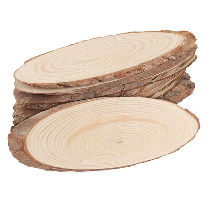 10 PCS Oval Wood Slices, Length 12 Inch and Width 3.9-4.7 Inch Craft Wooden Slices, Unfinished Wood Slices for DIY Wedding
