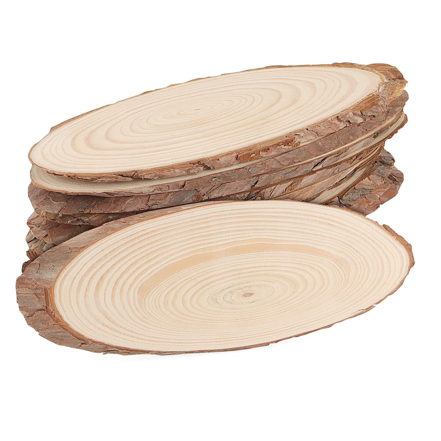 10 PCS Oval Wood Slices, Length 12 Inch and Width 3.9-4.7 Inch Craft Wooden Slices, Unfinished Wood Slices for DIY Wedding