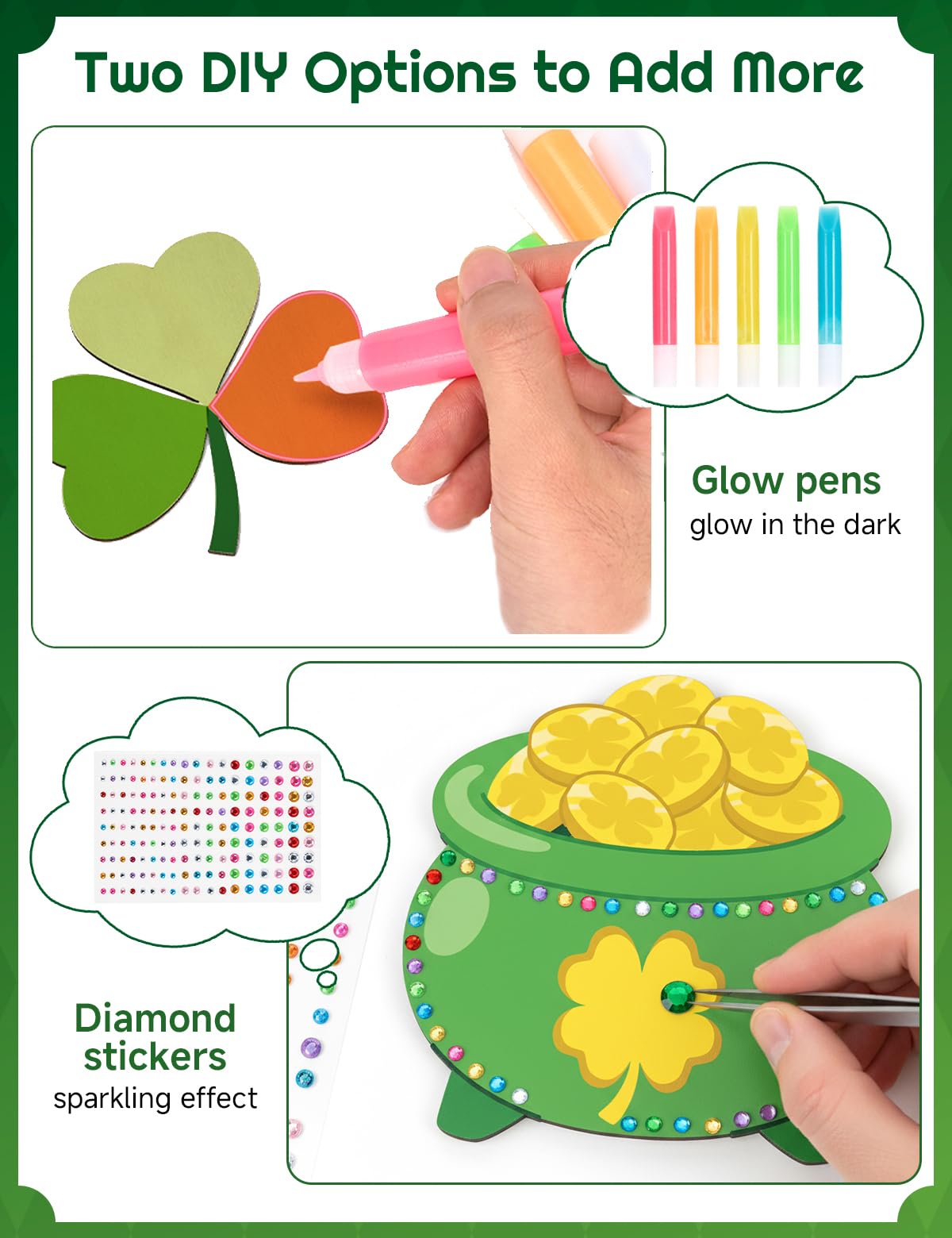 Bafeil 24 Set St. Patrick's Day Crafts for Kids - Color Your Own Art St. Patrick's Day Coloring Craft with Magnets Paints- Non-Toxic DIY Wood Paint Crafts Kits- St. Patrick's Activities for Classroom