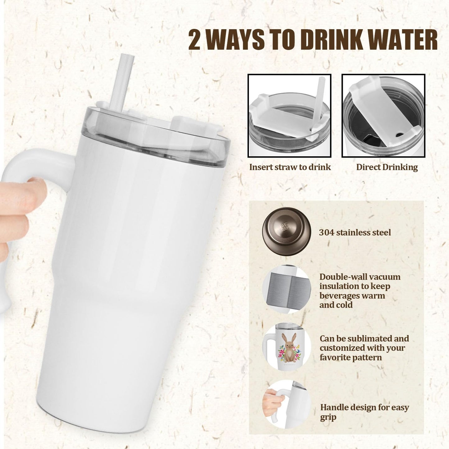 ZREGGUR 20 oz Sublimation Tumbler with Handle 12pcs, Keep Cold 24 Hours Stainless Steel Tumbler with Lid and Straw &Brush Double Wall Vacuum Reusable Sports Water Bottle with Handle Travel Coffee Mug