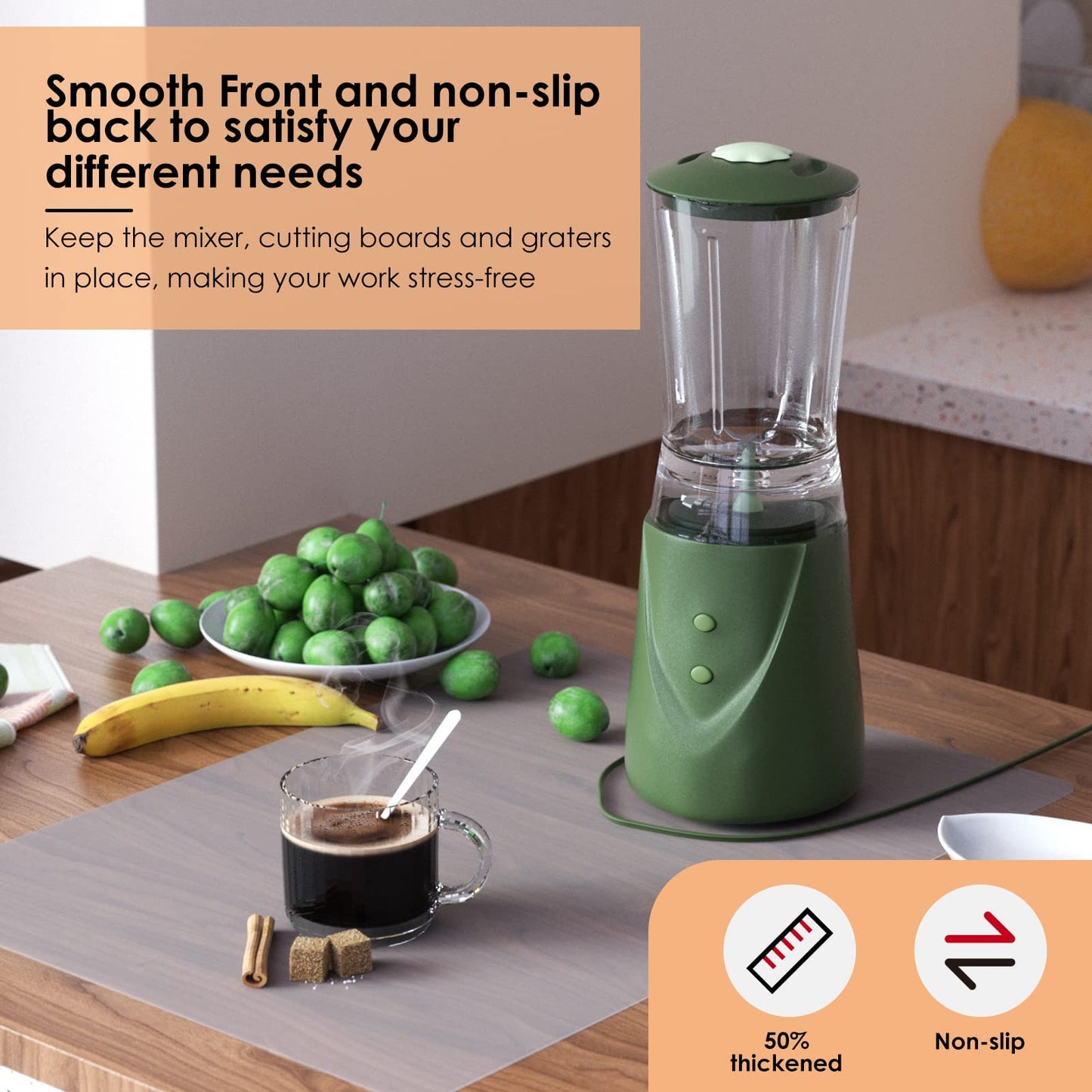 Large Silicone Heat Resistant Mat for Air Fryer 23.6"x31.5", Silicone Mats for Kitchen Counter, Nonslip Silicone Placemat for Countertop Protector, Nonstick Waterproof Craft Mat, KitchenRakuTable Mat