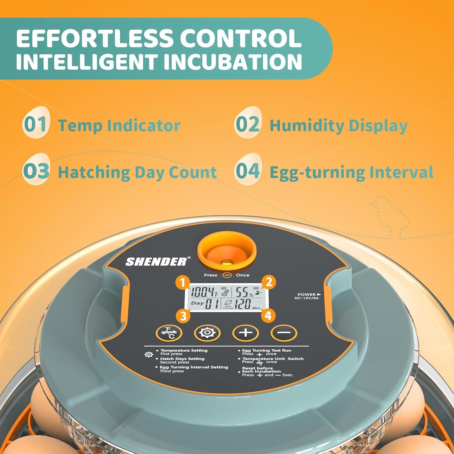 18~36 Egg Incubators for Hatching Eggs, Egg Incubator with Automatic Egg Turning and Humidity Control and Temperature