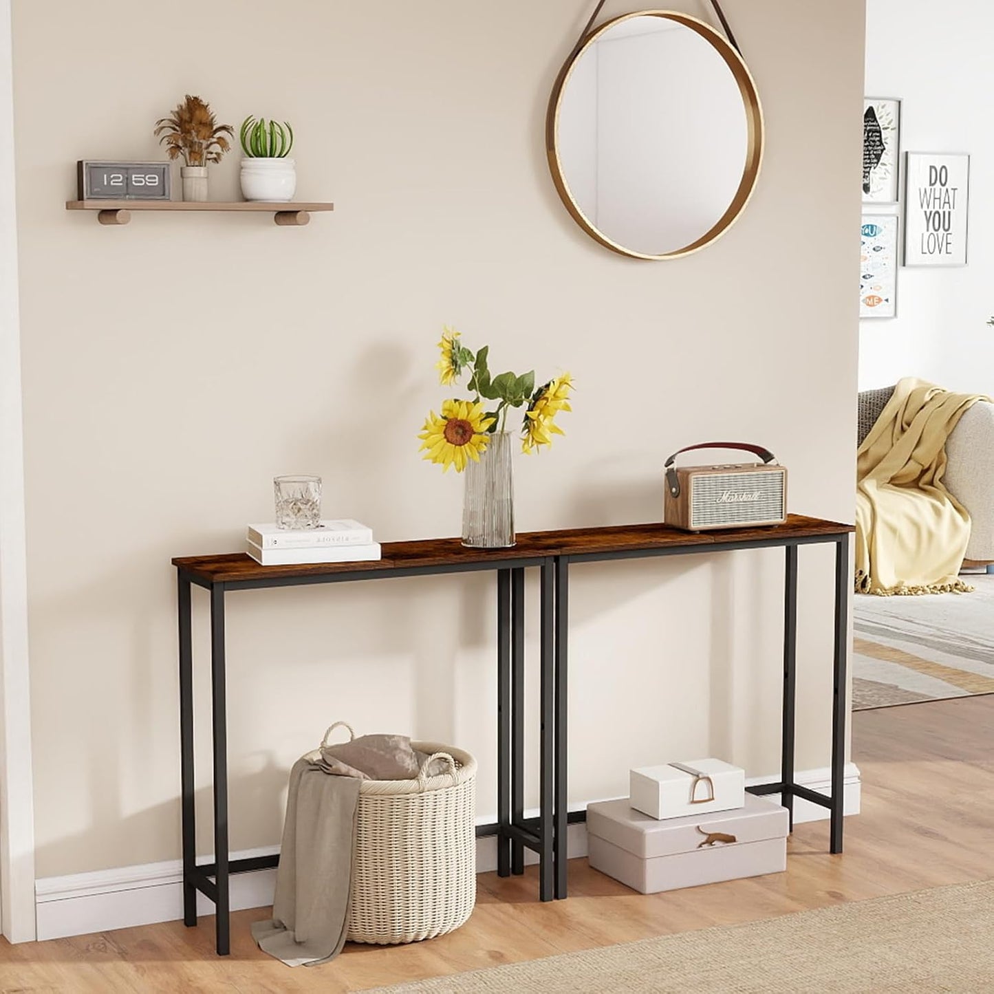 29.5" HollyHOME Narrow Console Table, Slim Entryway Table, Sofa Stand, Hallway Shelf for Hallway, Bedroom, Living Room