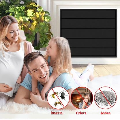 Magnetic Fireplace Blanket for Heat Loss Indoor Fireplace Covers Keep Drafts Out Stops Heat Loss Fireplace Draft Stopper with Built-in 12 Strong Magnet for Iron Fireplace Frame Fireplace Screen 36x32"