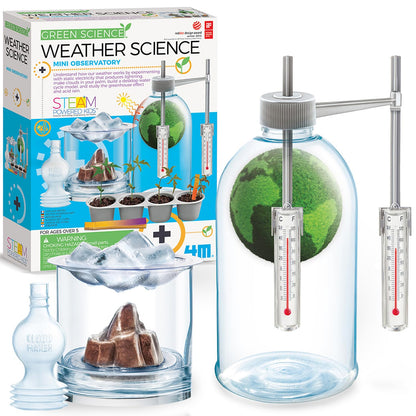 4M: Green Science - Weather Science - DIY Mini Observatory Kit, Static Electricity, Lightning-Cloud Formation, Build A Water Cycle Model, STEAM Kid 5+
