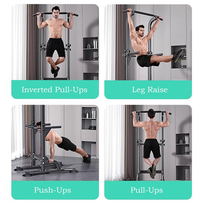 Power Tower Pull Up Bar Adjustable Dip Bar Workout Station Muscle Building For Home Gym Strength Training Equipment 1300lbs Weight Capacity