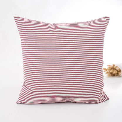 Set of 4 Throw Pillow Covers, Decorative Cotton Linen Cushion Covers, Geometric Stripe Tartan Checkered, Red (18x18")