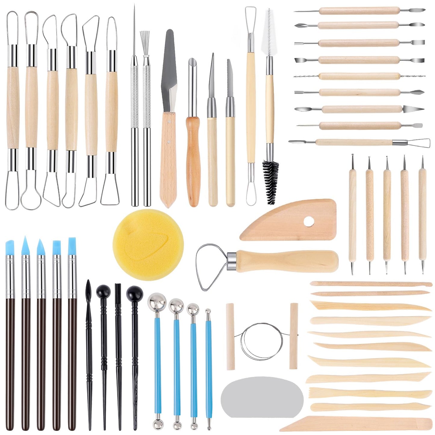 Tovotum 57PCS Pottery Sculpting Tools Ceramic Clay Carving Tools Set for Beginners Expert Art Crafts Pottery Clay Tool