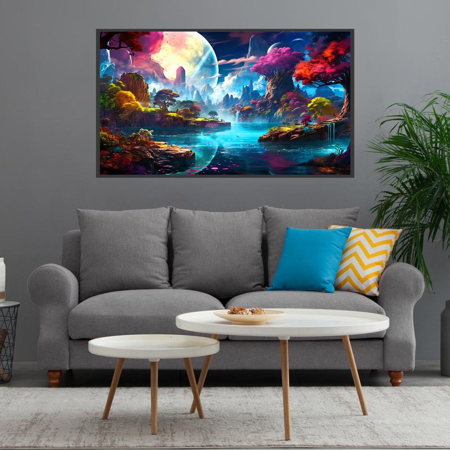 5D Large Size Diamond Art Kits for Adults Big Diamond Painting Kits for Adults Beginners, DIY Extra Large Paint by Diamond Gem Art Dots Painting Kits for Walls Decor 27.6x16inch (Moon Landscape)