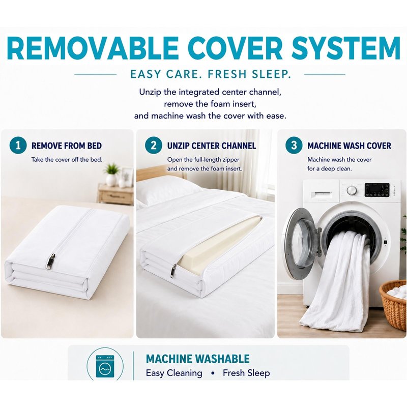 Bisenkud Twin to King Bed Bridge Kit, Convert Two Twin Beds into a Seamless King Size Bed, Mattress Connector with Gap Filler, Non Slip Straps, Machine Washable Cover for Guest Room, RV