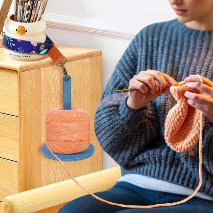 Dasonwin Wrist Yarn Holder for Walking & Travel, Portable Tangle-Free Spindle, Lightweight Hanging Dispenser, Crochet Gift (Blue)