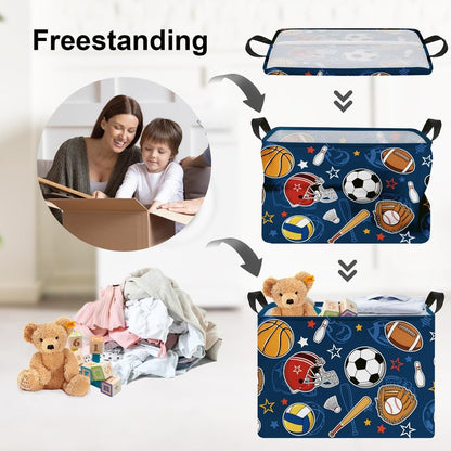 Clastyle Cartoon Sport Ball Laundry Basket Kids Clothes Book Storage Basket Gift Toy Box for Bedroom Decor,Football,40x30x30 cm