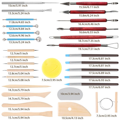 SHENOMAD 30PCS Clay Sculpting Tools with Wire Pottery Modeling Ceramics Polymer Tools Set for Air Dry Clay Carving Molding Pottery Crafting Beginners