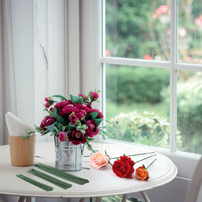 Suncalla 300pcs Artificial Flower Stems, 6.7in、8in、10in Plastic Green Floral Wire Stems for Artificial Flower Making, DIY Crafts Bouquet Stem Arrangements Decor Supplies