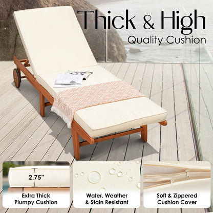 IDZO Upgraded Cushion Outdoor, 500lbs Capacity Patio Pool Loungers, Stackable and Foldable Design, Reclining Backrest, Federica Wood Chaise Lounge, Brown