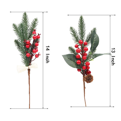 DR.DUDU 12 Pack Artificial Berry Twigs for Christmas Tree Decoration, DIY Christmas Red Berry Stems for Crafts Wreath Garland Ornaments, 6 Designs