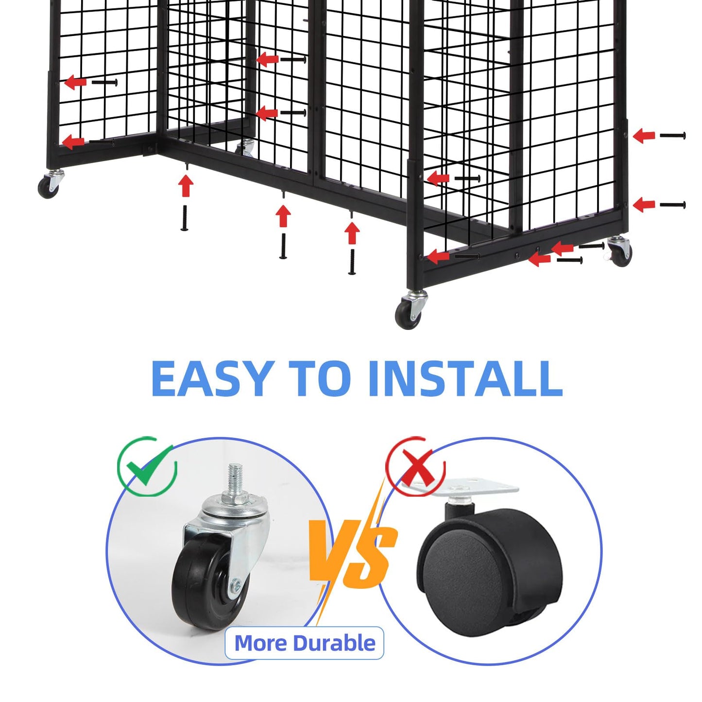 NectaCol Grid Gondola Unit, 4pcs 2'x 5' Grid wall Panels with Sturdy Frames, Gridwall Display Stand with Wheels, Craft Show Gridwall Display Rack, Art Display - Black