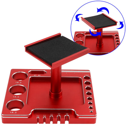 Vgoohobby RC Car Work Stand 360 Degree Rotation Repair Workstation Stand Kit Compatible with Traxxas TRX4M Axial SCX24 FMS FCX24 Wltoys 1/18 1/24 Scale RC Car (Red)
