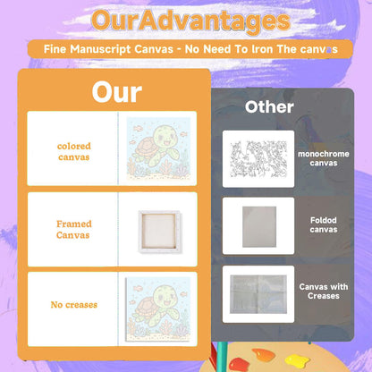 4 Pack Paint by Numbers Kit for Kids with Frame - Animals Paint by Number for Kids, Marine Animals Kid Painting by Number Kits Age 5-8, DIY Acrylic Oil Painting Kits for Home Wall Decor (8X8inch)