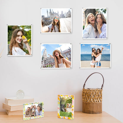 Luxy Float 8x10 Floating Acrylic Wall Frames 2 Pack, Clear Frameless Picture Frames with Standoff Mounts, Transparent Lucite Photo Display for Home, Office, Posters, or Art Prints