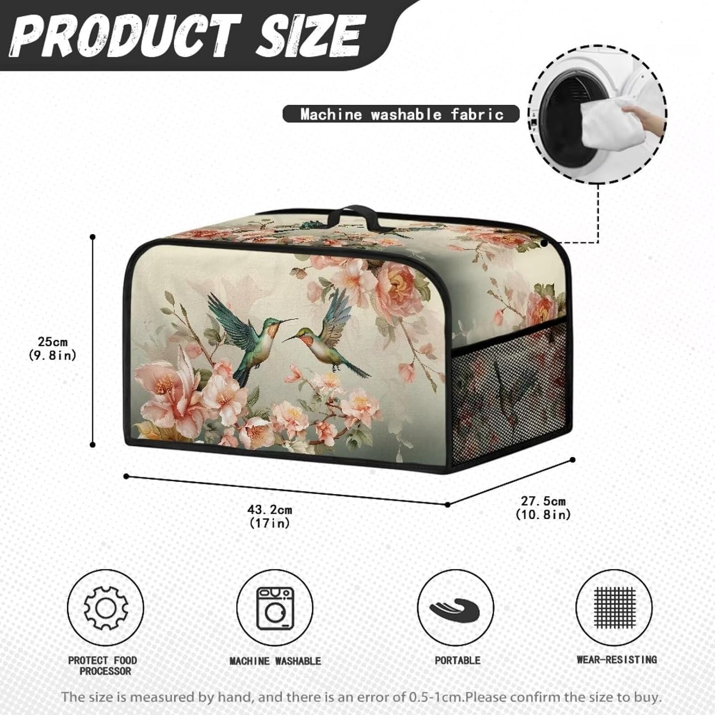 Floral Hummingbird Slow Cooker Cover, Water-Resistant and Machine Washable Rice Cooker Cover
