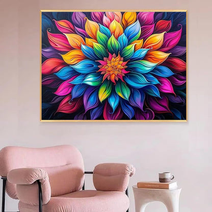 MaiMMaledy Paint by Numbers Kit for Adults Beginners Canvas Pictures with Framed Drawing Painting Acrylic Pigment with Wooden Triangle Easel Colorful Flowers 8Wx12L inch