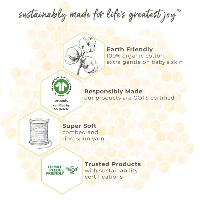 Burt's Bees Baby Infant Receiving Blankets, Made with 100% Organic Cotton, Stretchy and Soft Honey Bee Newborn Swaddle Blanket - Size 29 x 29 Inches - 2 Pack Set