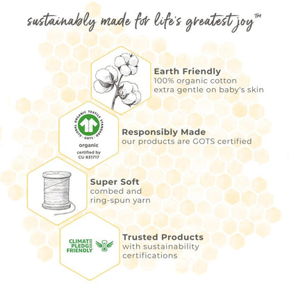 Burt's Bees Baby Infant Receiving Blankets, Made with 100% Organic Cotton, Stretchy and Soft Honey Bee Newborn Swaddle Blanket - Size 29 x 29 Inches - 2 Pack Set