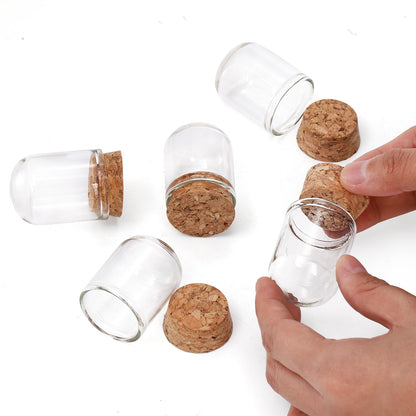 Mezchi 50 Pack Cloche Bell Jar, Mini Glass Jars with Cork Lids, 8ml Glass Dome Cloche with Base, Decorative Display Dome for Specimen, Flower Storage, Arts Dispaly, Party Favor