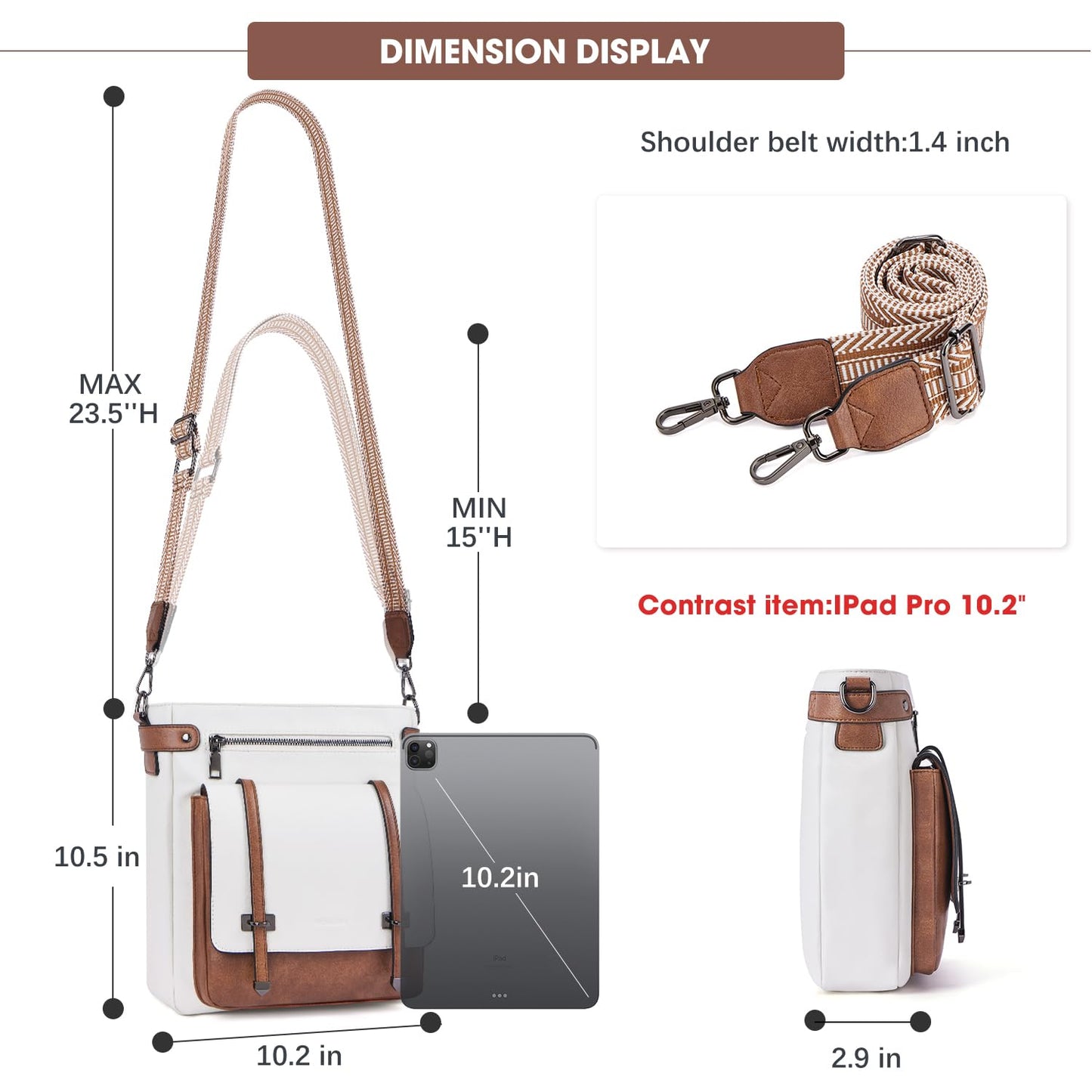 Roulens Crossbody Bags for Women,Multi Pocket Crossbody Purses Vegan Leather Shoulder Handbags Travel Purse Adjustable Strap