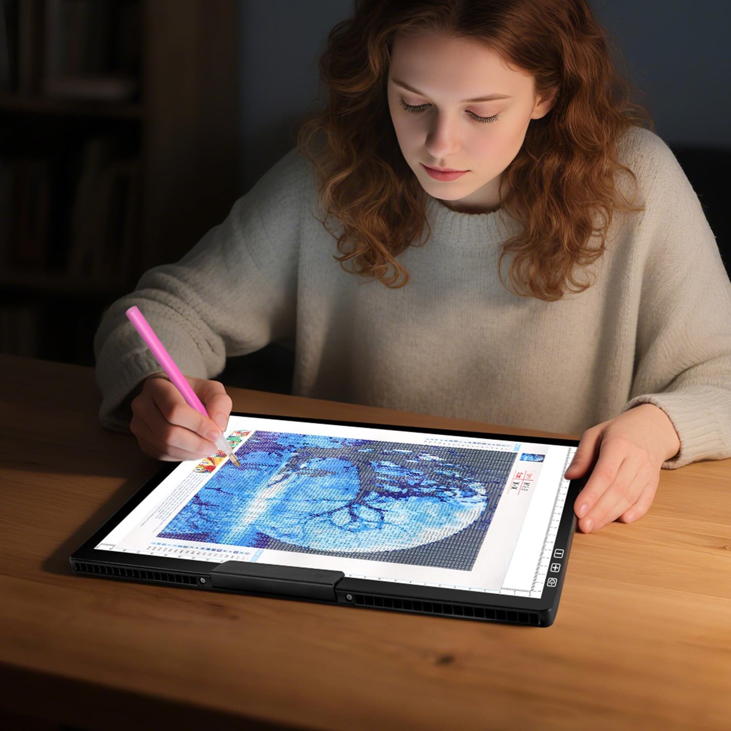 Bylitodt Cordless A4 Light Pad, Diamond Art Light Board with Stand, Tracing Box with 6 Brightness, Artist Tracing Table for Drawing, Weeding Vinyl, Sketching, Animation, Diamond Painting Accessories