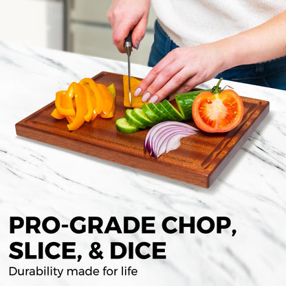 Straga Premium Mahogany Hardwood Cutting Board, 12" x 9" x 0.75", Sustainable Kitchen Essential with Juice Groove