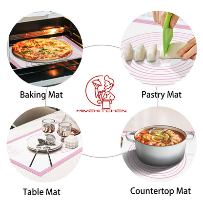 Silicone Pastry Mat for Dough Rolling, Extra Large Silicone Baking Mat with Measurements, Baking sheet for Cookies Fondant Pie Crust, Countertop Protector