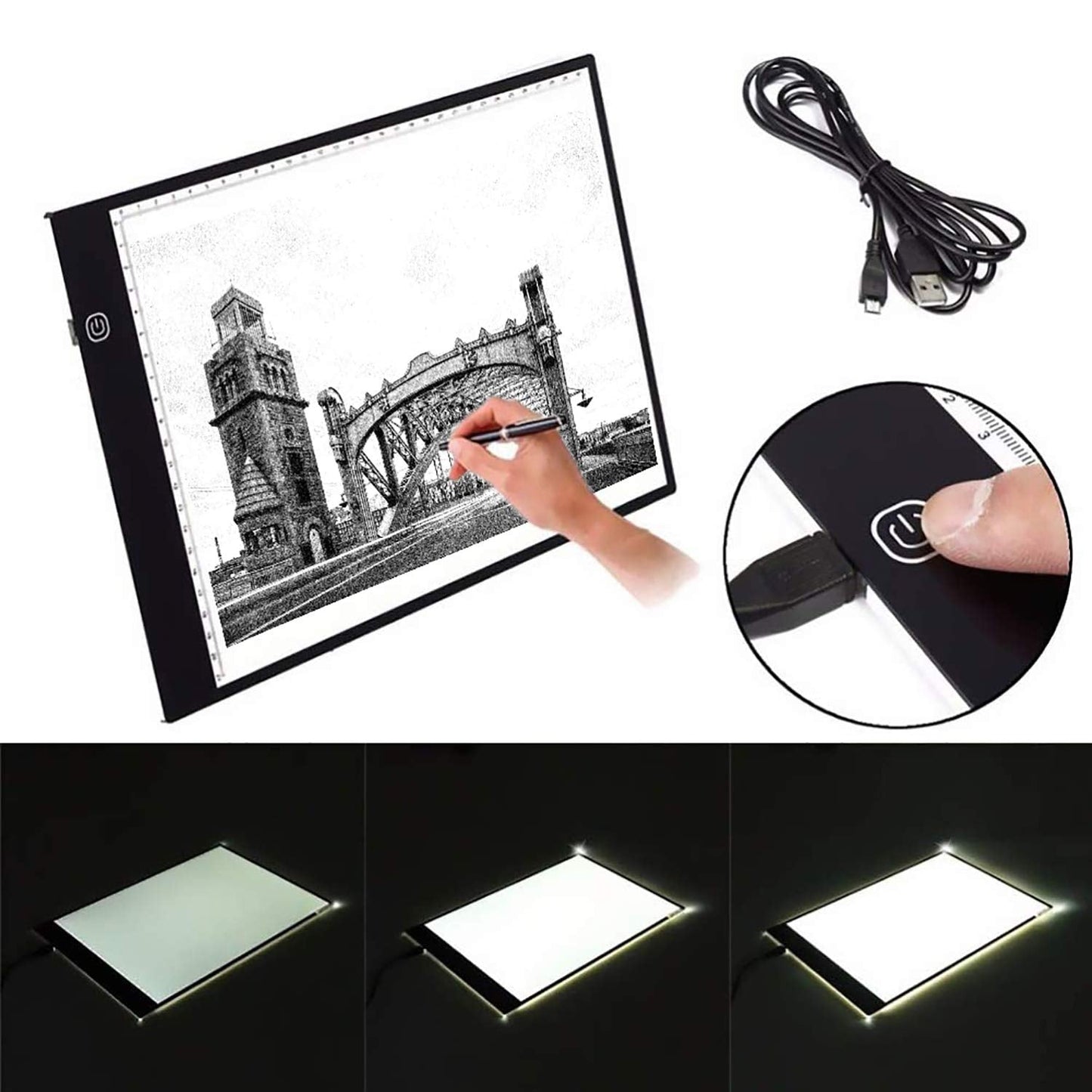 A5 LED Drawing Tablet Thin Art Stencil Drawing Board Light Box tracing Table pad, for 5D Diamond Painting Full Drill Embroidery, Cross Stitch Embroidery, Embossing, Sewing Projects etc