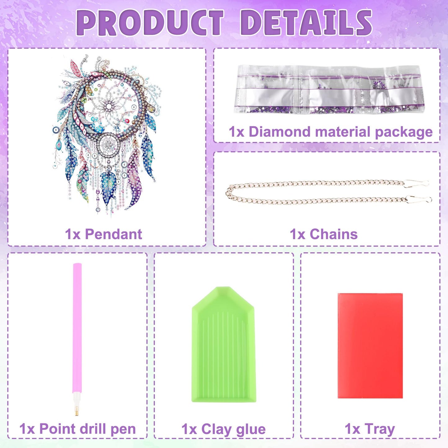 DOMROM Dream Catcher Diamond Painting Kits Hanging Pendant, 5D Special Shaped Crystal Diamond Art Window Pendant Ornament Double Sided Pattern Wall Art Hanging Sign for Beginners 5.1x7.6in