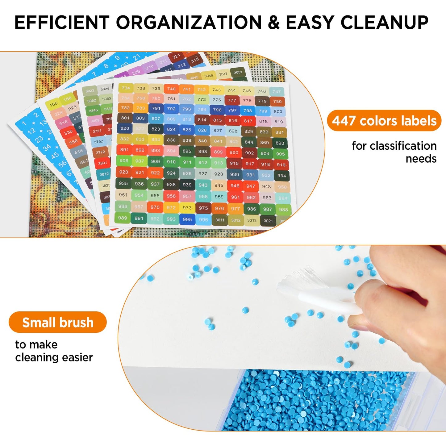 Zefy 45pcs Stackable Diamond Art Storage Trays, 2-in-1 Diamond Painting Containers Trays with 447 Colors Labels Stickers, Diamond Art Accessories for Gems Drills Dots