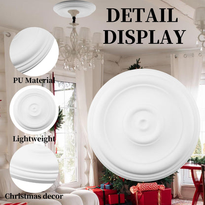 Wealrit White Decorative Ceiling Medallion Round Ceiling Light Medallion for Light Fixtures and Ceiling Fans 12" OD