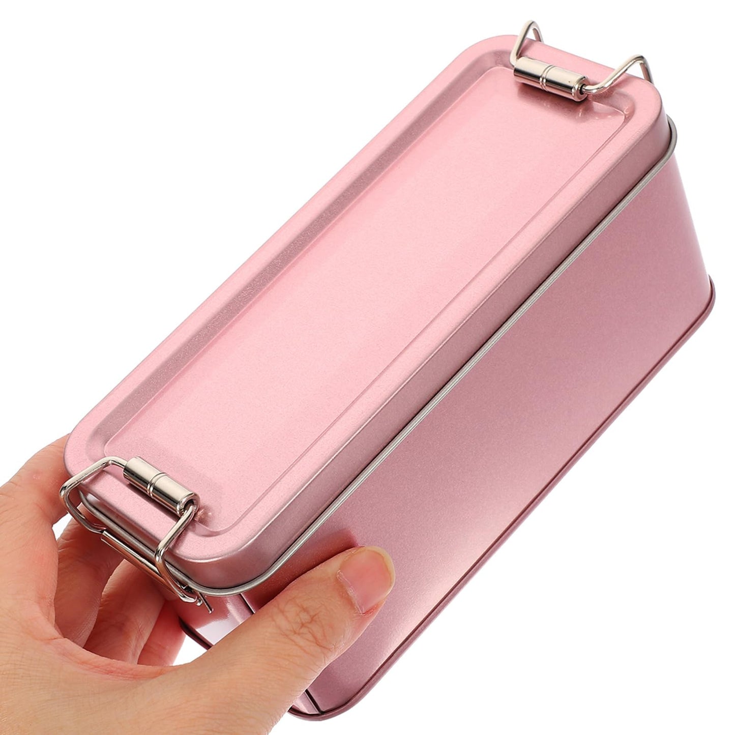 Beaupretty Tinplate Case with Lid 5.90X2.55X2.36In Airtight Cookie Storage Box Multi-Use Biscuit Container Metal Candy Case for Home Kitchen Organization