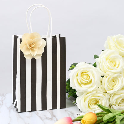 Ronvir 50Pcs Small Gift Bags,Black & White Striped Recycled Paper Bags
