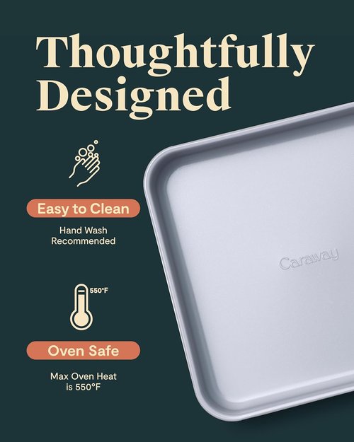 Caraway Non-Stick Ceramic Square Pan - 9” Naturally Slick Coating - Non-Toxic & PTFE Free - Ideal for Brownies, Cakes & More - Navy