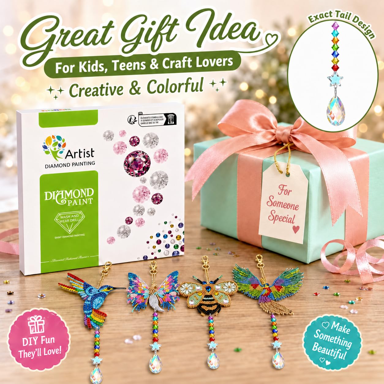 GOOTXUSK Art and Crafts for Kids Girls Ages 8-12, 8 9 10 11 12 Year Old Girl Birthday Gifts,Gem Art Diamond Painting Kits for Kids 8-12,Teenager Girl Gift Ideas,DIY Activities Window Suncatcher