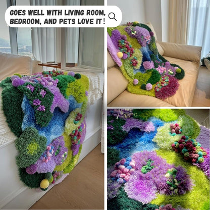 Latch Hook Rug Kit DIY Crochet Carpet for Adults Kids Beginners, Moss Garden Pre-Printed Canvas Yarn Rug Hooking Kits, Creative Craft Home Decor Ideal for Learning Rug Making