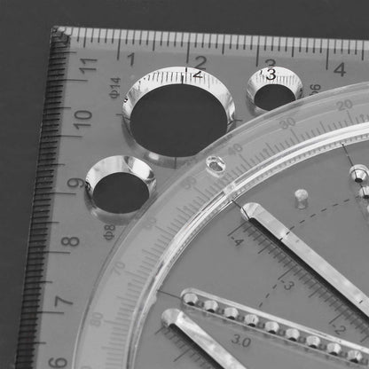 Multifunctional Drawing Ruler, Geometric Drawing Tool, Angle and Circle Maker for School, Office, and Artwork