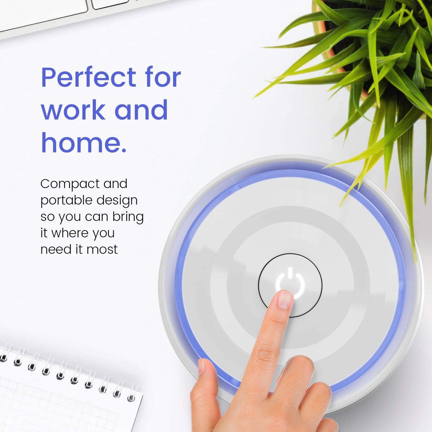 Pro Breeze Small Air Purifier HEPA - Air Purifier with True HEPA Filter, 99.7% Smoke, Dust, Pollen, with Night Light and Negative Ion Generator - Desktop Air Purifiers for Bedroom, Room, Home Office